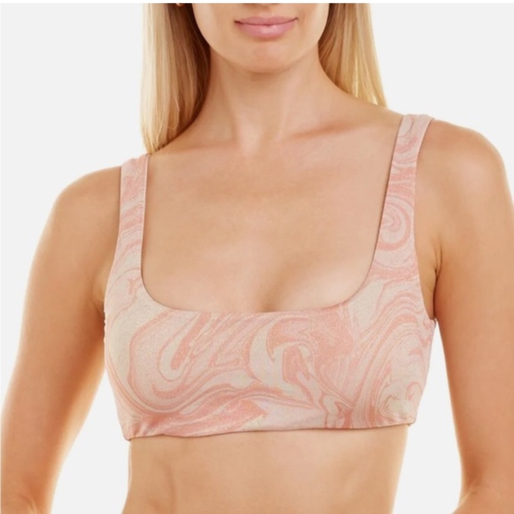 NWOT L*Space shimmer bikini top Marble Pattern Glitter Sparkly Small $99 Retail